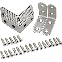 HSeaMall Soporte de acero inoxidable Sujetador de esquina de ángulo recto con tornillos 40 x 40 mm 10PCS (borde redondo)